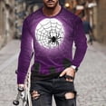 thumbnail image 1 of Nmnitkp Mens Long Sleeve Tee Shirts High-Quality Fabric Casual Round Neck Long Sleeve Pullover Halloween Printed T-Shirt Blouse Tops Purple,M, 1 of 5