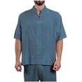thumbnail image 1 of Nmnitkp Mens Shirts Breathable and Comfortable Mens T-shirts Soft and Eco-Friendly Men's Cotton Linen Henley Shirt Casual Beach Hippie Shirts 1/2 Sleeve, 1 of 5