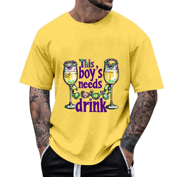 Nmnitkp Mens Shirts Crew Neck Funny Shirts Print Cool T Shirts Graphic Design Casual Summer Short Sleeve Fashion Tees Shirt for Men Yellow,L