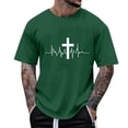 thumbnail image 1 of Nmnitkp Mens Shirts Graphic Design Mens Pullover Cross Print Short Sleeve T Shirt Crewneck Tee Shirts Green,L, 1 of 5