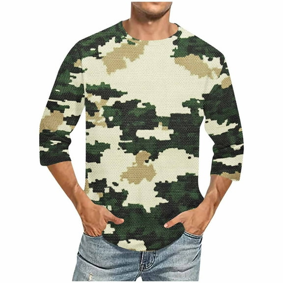 Nmnitkp Mens Shirts High-Quality Fabric Abstraction Camouflage Printing Men's Regular-Fit Crewneck T-Shirts, Half Length Sleeve New Design Mens T-shirts（M-5XL)