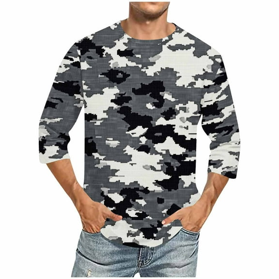 Nmnitkp Mens Shirts High-Quality Fabric Abstraction Camouflage Printing Men's Regular-Fit Crewneck T-Shirts, Half Length Sleeve New Design Mens T-shirts（M-5XL)