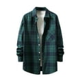thumbnail image 1 of Nmnitkp Mens Shirts Soft Plaid Printed Shirt Buttons Flannel Shirts for Men Regular Fit Mens Long Sleeve Shirt & Casual Fashion Men's Plaid Shirt Loose Youth Long Sleeve Shirt Green #02,L, 1 of 3