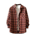 thumbnail image 1 of Nmnitkp Mens Shirts Soft Plaid Printed Shirt Buttons Flannel Shirts for Men Regular Fit Mens Long Sleeve Shirt & Casual Fashion Men's Plaid Shirt Loose Youth Long Sleeve Shirt Orange #01,2XL, 1 of 3