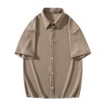 thumbnail image 1 of Nmnitkp Mens Shirts Soild Color Men's Short Sleeve Dress Shirts Stretch Stain Shield Casual Button Down Shirts Solid Formal Shirt(Plus Size & Regular), 1 of 1
