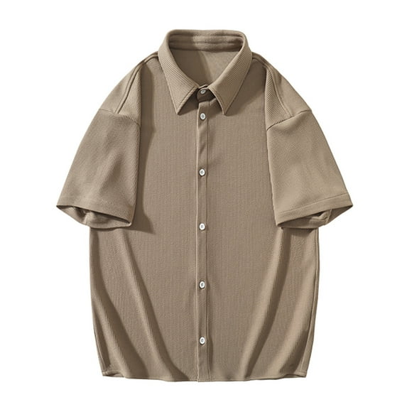 Nmnitkp Mens Shirts Soild Color Men's Short Sleeve Dress Shirts Stretch Stain Shield Casual Button Down Shirts Solid Formal Shirt(Plus Size & Regular)