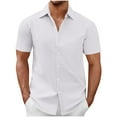 thumbnail image 1 of Nmnitkp Mens Short Sleeve Button Down Shirt Stretch Business Casual Dress Shirts Solid Summer Wedding Prom Tops 4XL, 1 of 6
