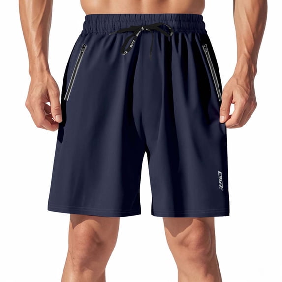 Nmnitkp Mens Shorts Breathable Athletic Shorts Summer Essentials Shorts Men Zipper Pocket Design Reflective Strip Night Running Use,Quick Dry Gym Shorts L