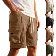 thumbnail image 1 of Nmnitkp Mens Shorts Casual Cargo Shorts Elastic Waist Drawstring Multi-Pocket Lightweight Summer Outdoor Work Shorts Coffee,S, 1 of 9