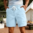 thumbnail image 1 of Nmnitkp Mens Shorts Quick Dry Cargo Shorts Elastic Waist Drawstring Multi-Pocket Lightweight Breathable Casual Outdoor Work Summer Shorts Sky Blue,3XL, 1 of 9