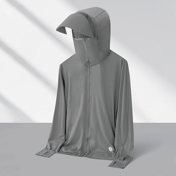 Nmnitkp Mens Sun Protection Shirts Breathable Men's UPF 50+ Sun Protection Hoodie Jacket Zip Up Lightweight Long Sleeve UV Fishing Shirts Quick Dry Zip Pockets(With Masking Mask)