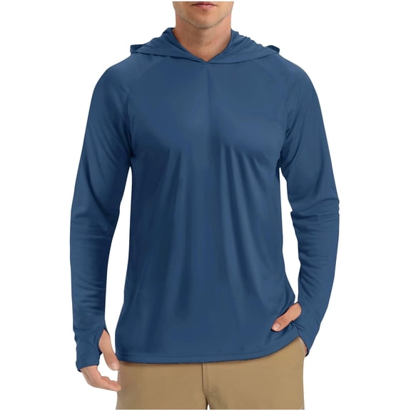 Nmnitkp Mens Sun Protection Shirts High Quality Sunscreen Fabric Sun Shirt UPF 50+ Men's Fishing Long Sleeve UV Protection Hoodie Hiking Rash Guard Swimming Running