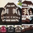 thumbnail image 1 of Nmnitkp Mens Sweater Comfortable Knitted Sweater Casual Loose Elastic Cardigan Christmas Zipper Long Sleeve Stand-up Collar Sweater Brown,L, 1 of 8