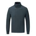 thumbnail image 1 of Nmnitkp Mens Sweater Leisure Winter Casual Fashion Solid Color Long Sleeved High Stand-up Sweater Navy,2XL, 1 of 8