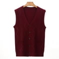 thumbnail image 1 of Nmnitkp Mens Sweater Vest V-Neck Sleeveless Cardigan Loose Button up Knitted Fall Winter Heavy Knitwear Red,L, 1 of 2