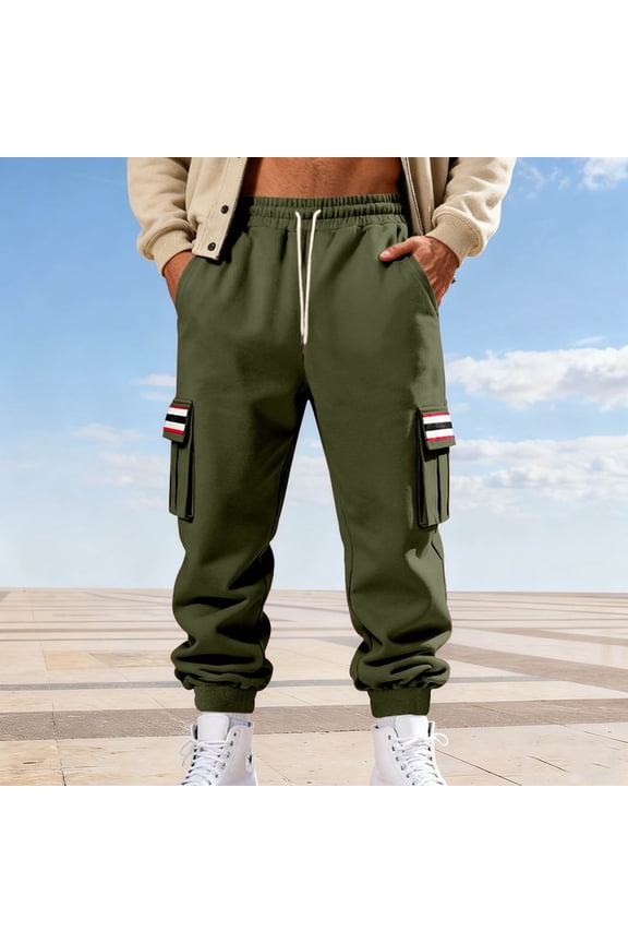 Mens Sweatpants Casual Cargo Sweatpants Waist Drawstring Joggers Tactical Loose Fit Pants for Men with Multi Pockets Army Green,XL