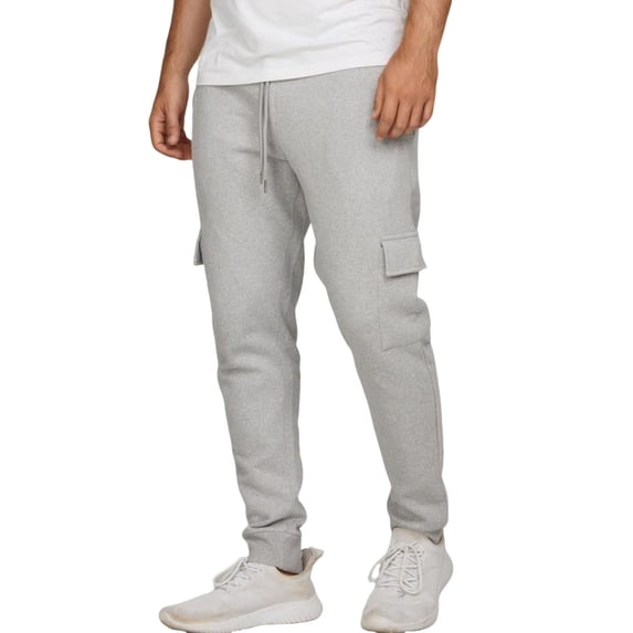 Nmnitkp Mens Sweatpants Casual Solid Color Fleece Lined Jogger Pants Slim Cuffed Athletic Cargo Pants For Running Gray,L