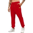 thumbnail image 1 of Nmnitkp Mens Sweatpants Solid Color Handsome Sporty Pocket Elastic Waist Drawstring Casual Tight-Fitting Trousers Full Length Pants Red,S, 1 of 4