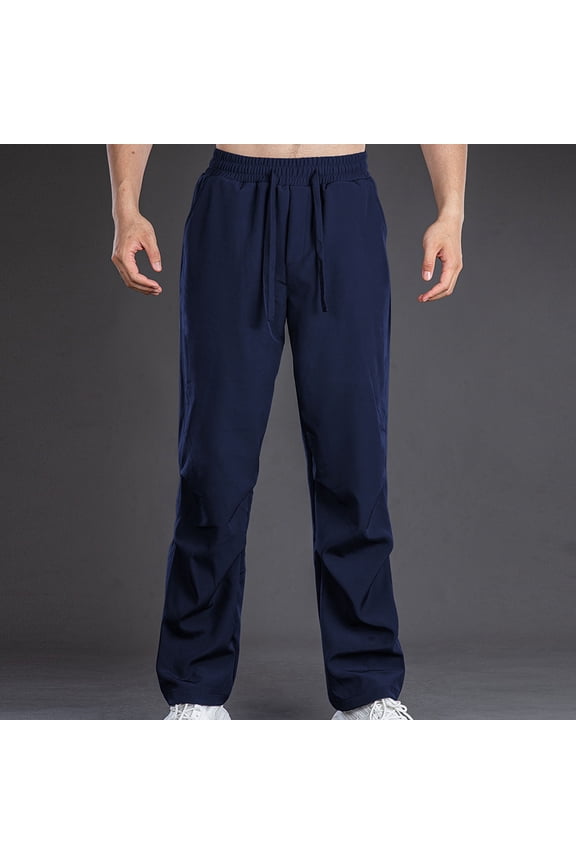 Mens Sweatpants Wear-Resistant Casual Loose Sports Fashion Pocket Elastic Comfortable Mens Pants Navy,2XL