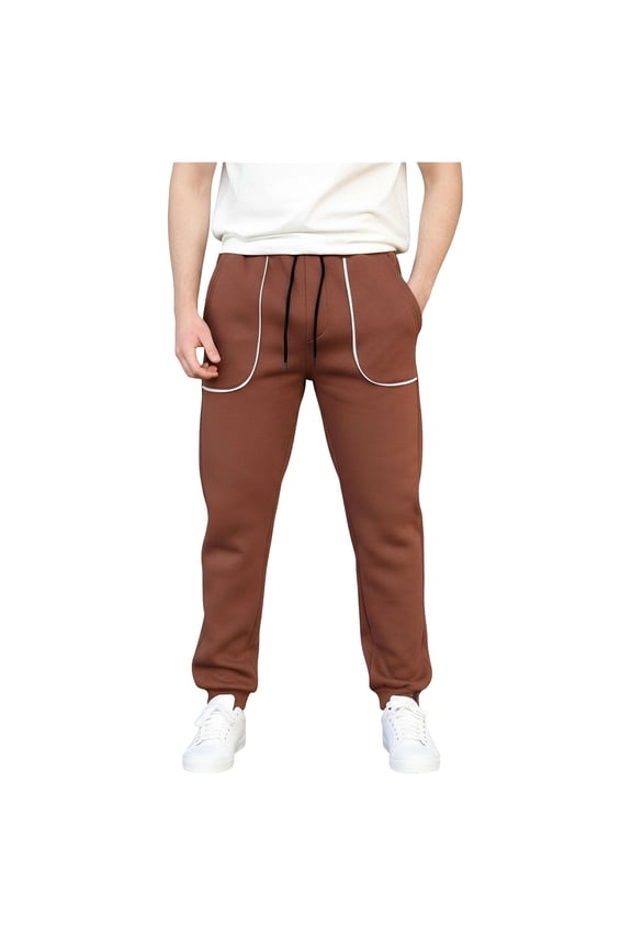 Mens Sweatpants Wear-Resistant Workwear Sweatpants Drawstring Elastic Waistband Pants Brown,S