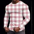 thumbnail image 1 of Nmnitkp Mens Sweatshirt Comfortable and Soft Mens T-Shirts Plaid Print Crewneck Waffle Pullover Casual Knitted Handsome Mens T-Shirts Pink,S, 1 of 5