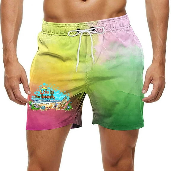Nmnitkp Mens Swim Trunks Beach Shorts Quick Dry Hawaiian Swimming Shorts with Mesh Lining Swimwear Bathing Suit for Men Multicolor,4XL