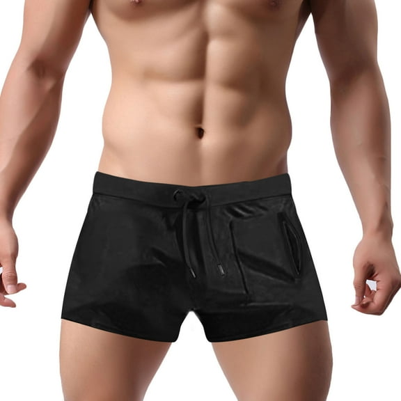 Nmnitkp Mens Swim Trunks,Boys Swim Trunks Elastic Fabric,Men's Square Leg Swim Briefs Tight Swim Trunks Swimsuit Athletic Bathing Suit Swimwear with Liner Black,M