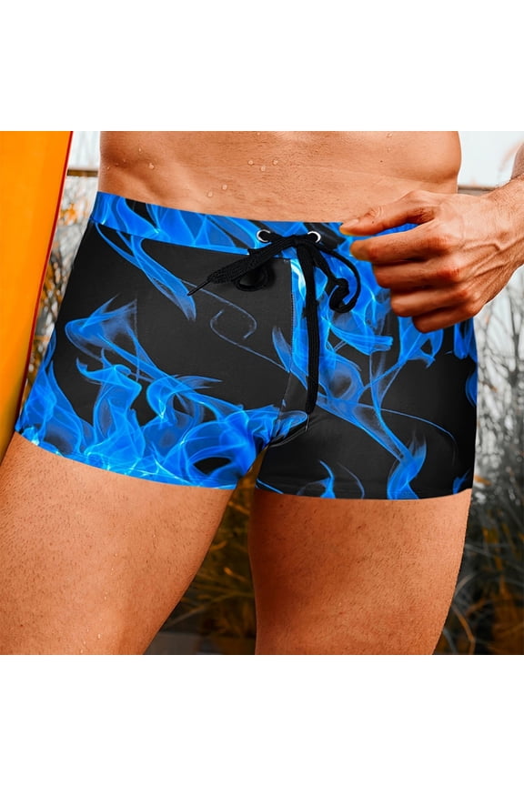 Mens Swim Trunks,Boys Swim Trunks Elastic Fabric,Men's Square Leg Swim Briefs Tight Swim Trunks Swimsuit Athletic Bathing Suit Swimwear with Liner Black,M