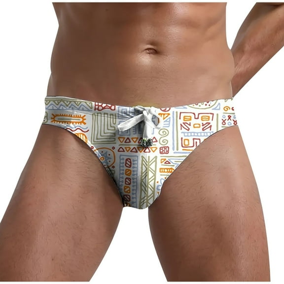 Nmnitkp Mens Swim Trunks Elastic Fabric Men's Bikini Swimwear Low Rise Swimming Briefs with Adjustable Drawstring,Boys Swim Trunks White,XL