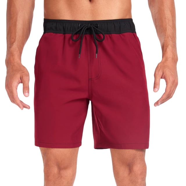 Nmnitkp Mens Swim Trunks Quick Dry Swim Shorts Pocket Mesh Lining 2 in 1 Board Beach Short Bathing Suit Elastic Waistband Swimwear with Pocket