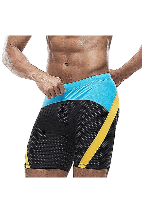 Mens Swim Trunks Square Leg Swim Quick Dry Athletic Brief Swimsuit UPF 50+ Compression Swimming Shorts Lightweight Microfiber Swimtrunks Blue,M