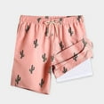 thumbnail image 1 of Nmnitkp Mens Swim Trunks with Compression Liner 2-in-1 Swim Trunks Stretch Quick Dry Swim Shorts UPF 50+ Sun Protection Swimtrunks Pockets Pink,S, 1 of 3