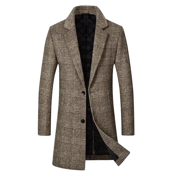 Nmnitkp Mens Trench Coat Slim Fit Notched Collar Fall Winter Single Breasted Pea Coat Warm Soft Overcoat & Warm and Wear-Resistant Trench Coat Men High Cost Performance Boys Winter Coat