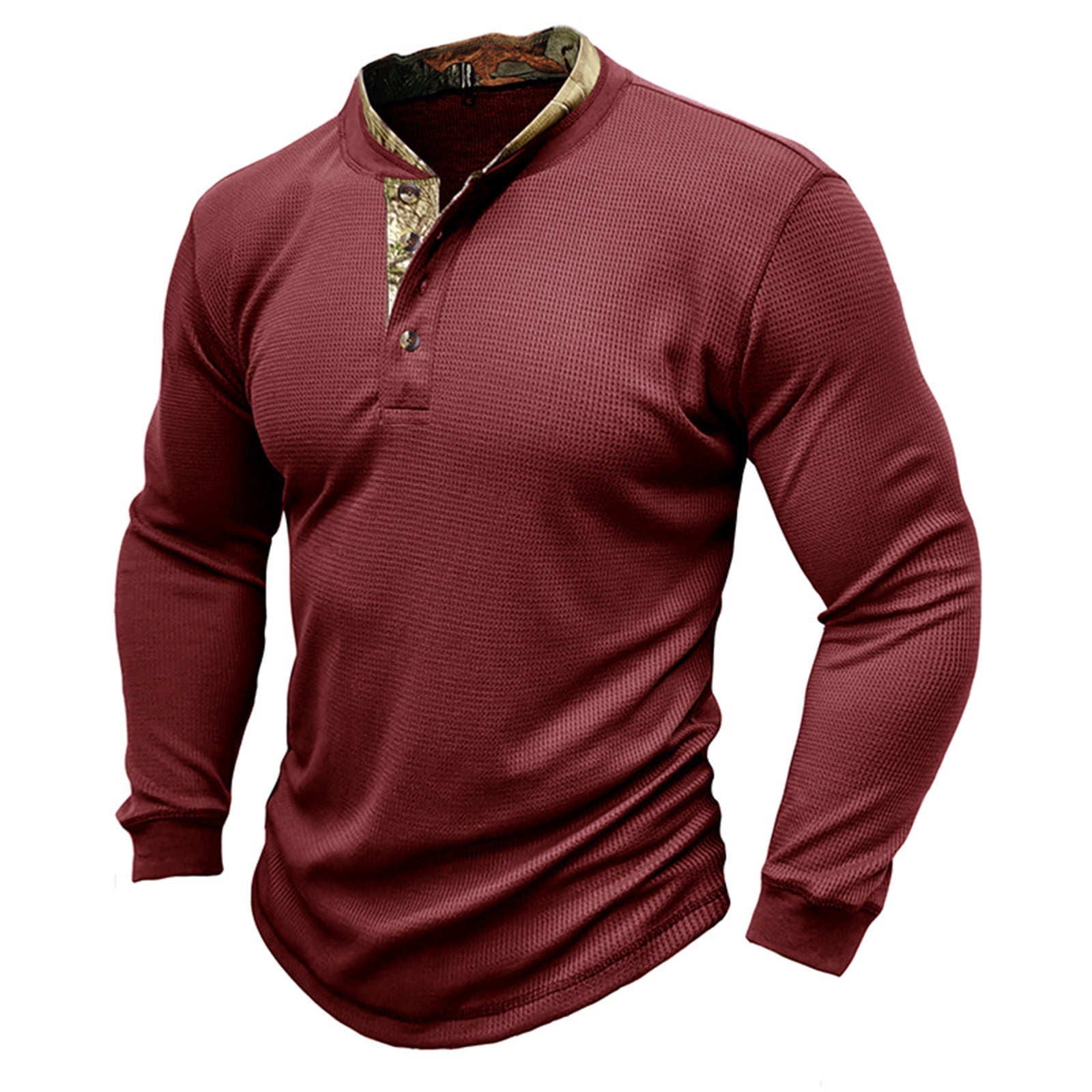 Nmnitkp Mens Waffle Long Sleeve Shirts Button Down Collared Beach ...
