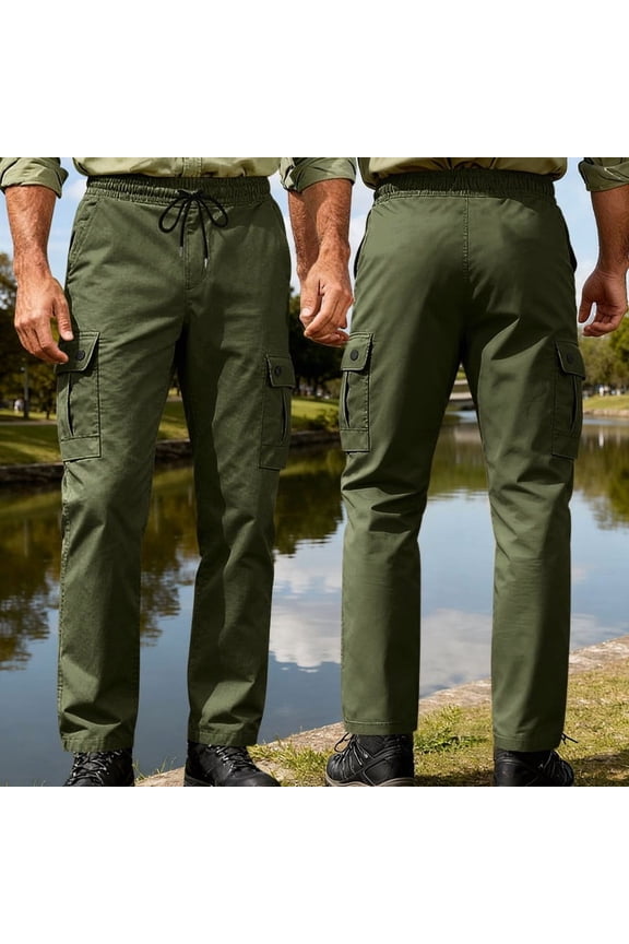 Mens Work Pants Cargo Tactical Construction for Men Ripstop Waterproof Lightweight Outdoor Hiking with Pockets Army Green,M