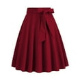 thumbnail image 1 of Nmnitkp Midi Skirts for Women 2026 New Model Women's Skirts Casual Skirt with Shorts Basic Versatile Stretchy Flared Pleated Skater Skirts Wine,2XL, 1 of 5