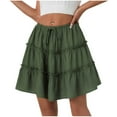 thumbnail image 1 of Nmnitkp Mini Skirts for Women,2026 New Model Women's Skirts,Women's Summer Boho Floral Print Mini Skirt High Waist Drawstring Tiered Skirts Green,S, 1 of 9