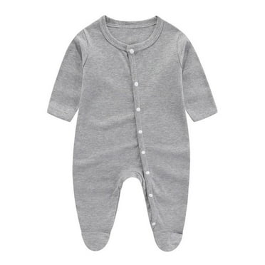 Nmnitkp Newborn Infant Unisex Baby Boy Girl Button Solid Romper Bodysuit One Piece Jumpsuit Outfits Clothes（Healthy Fabric）