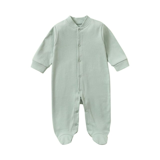 Nmnitkp Newborn Infant Unisex Baby Boy Girl Button Solid Romper Bodysuit One Piece Jumpsuit Outfits Clothes（Healthy Fabric）