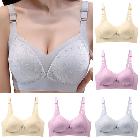 Nmnitkp Nursing Bras Antibacterial Fabric Nursing Bras for Breastfeeding Ultra Comfort Push Up Wireless Seamless Underwear Cotton Maternity Bra for Pregnancy Gray,S