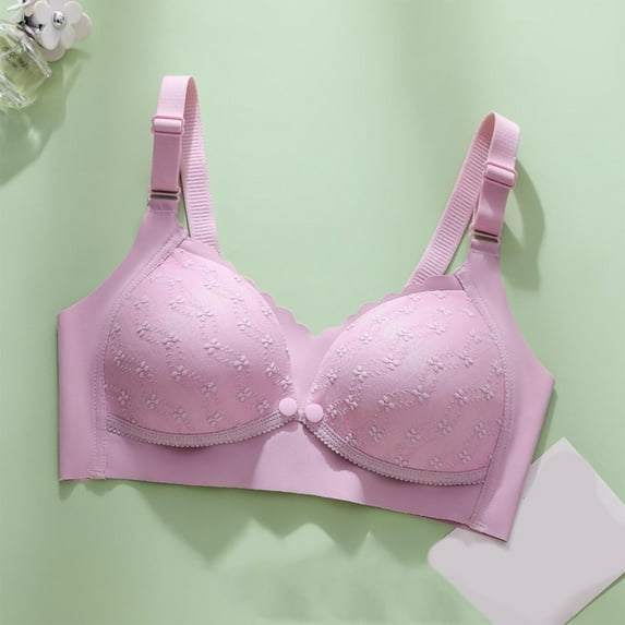 Nmnitkp Nursing Bras Antibacterial Fabric Nursing Bras for Breastfeeding Ultra Comfort Push Up Wireless Seamless Underwear Cotton Maternity Bra for Pregnancy Purple,2XL