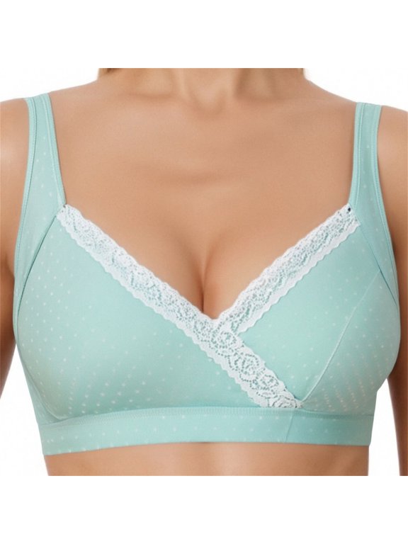 Nursing Bras Antibacterial Fabric,Pregnant Women Do Not Sag During Pregnancy Breastfeeding Bra With Breast Pads Postpartum Nursing Bras for Breastfeeding Green,75