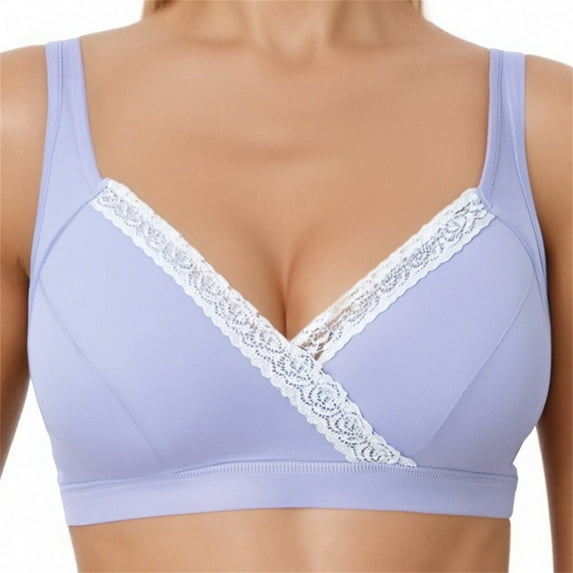 Nmnitkp Nursing Bras Antibacterial Fabric,Pregnant Women Do Not Sag During Pregnancy Breastfeeding Bra With Breast Pads Postpartum Nursing Bras for Breastfeeding Purple,85