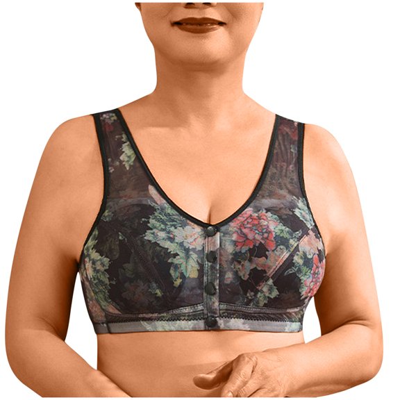 Nmnitkp Nursing Bras Antibacterial Fabric Seamless Wireless Push Up Bras For Older Women And Everyday Bras Ice Silk And Lace Bra Black,46