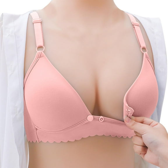 Nmnitkp Nursing Bras Antibacterial Fabric,Women's Pregnant Breastfeeding Bra Thin Front Buckle Pregnant Postpartum,Cotton Nursing Bras for Breastfeeding Pink,XL