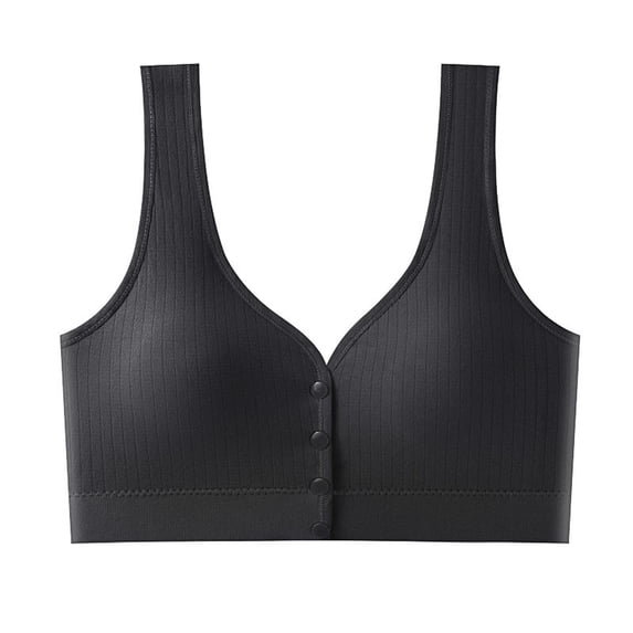 Nmnitkp Nursing Bras for Breastfeeding Antibacterial Fabric Bras for Women Front Closure No Underwire Comfort Senior Wireless Snap Closing Bra Black,Free Size