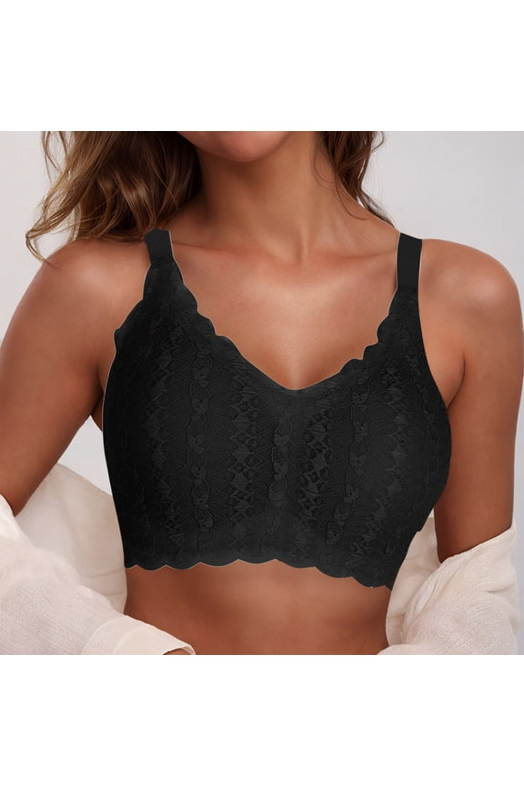Nursing Bras for Breastfeeding, Antibacterial Soft Fabric Seamless Pregnancy Maternity Bra Wireless Classic Jelly Strip Support Nursing Bra Black,M