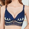 thumbnail image 1 of Nmnitkp Nursing Bras for Breastfeeding Breathable & Moisture-Absorbent Lace No Steel Ring Front Buckle Breastfeeding Bra Woman Underwear,Nursing Bras Navy,S, 1 of 8