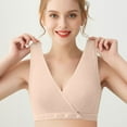 thumbnail image 1 of Nmnitkp Nursing Bras for Breastfeeding Comfortable Breathable Front Buckle Vest Style Gathers Breastfeeding Pregnant Bra Woman Underwear,Antibacterial Fabric Nursing Bras Beige,2XL, 1 of 6