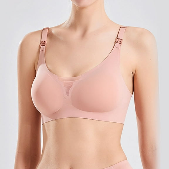 Nmnitkp Nursing Bras for Breastfeeding,Jelly Strip Lift Support Maternity Bra, Seamless Soft Wirefree Pregnancy,Antibacterial Fabric Nursing Bras Red,M